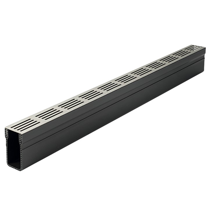 Aco Threshold Drain c/w Silver Aluminium Grating 1000mm